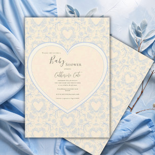Invitation Baby Shower Cœur Floral Jaune Fantaisiste