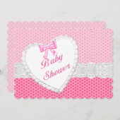 Invitation Baby shower Coeur Pink Polka Dot (Devant / Derrière)