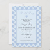 Invitation Baby-Shower Cœurs Bleus (Devant)