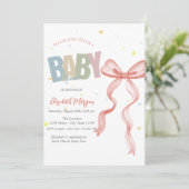 Invitation Baby shower Coeurs de la Bow rouge tiré à la main (Debout devant)