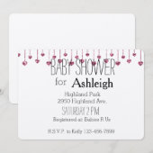Invitation Baby shower Coeurs de Parties scintillant rose (Devant / Derrière)