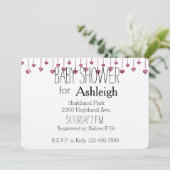 Invitation Baby shower Coeurs de Parties scintillant rose (Debout devant)