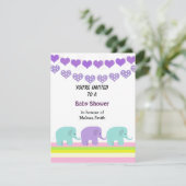Invitation Baby shower Coeurs et Eléphants (Debout devant)