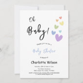 Invitation Baby shower Coeurs mignons et colorés (Devant)