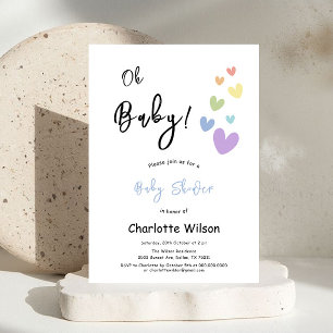 Invitation Baby shower Coeurs mignons et colorés