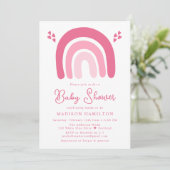 Invitation Baby shower Coeurs roses et arcs-en-ciel (Debout devant)