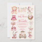 Invitation Baby shower Collage Fille de Noël rose (Devant)