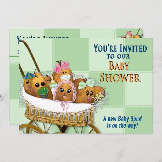 INVITATION BABY SHOWER - COLLECTION FAMILLE POMME (Devant / Derrière)