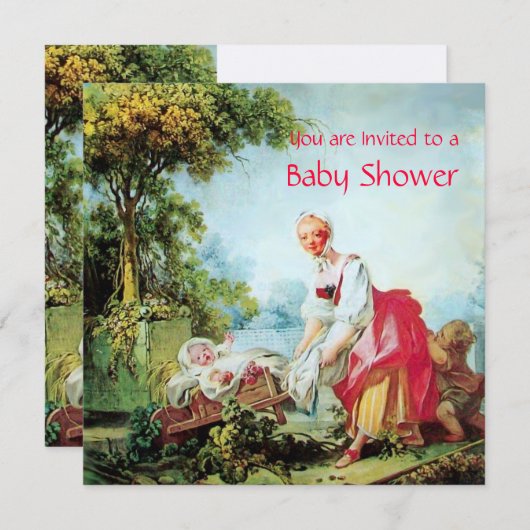 Invitation BABY SHOWER COLORÉ Crème Felt Papier (Devant / Derrière)