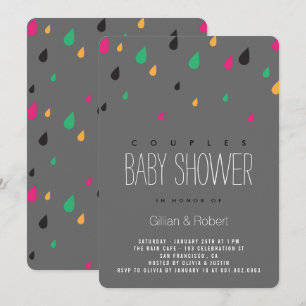 Invitation Baby shower coloré Fun Raindrops Couples Invitatio
