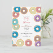 Invitation Baby shower coloré Pastel Donuts & Sprinkles (Debout devant)
