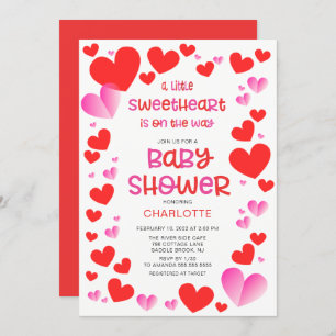 Invitation Baby shower Coloré Petites Filles Amoureuses