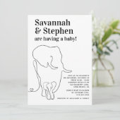 Invitation Baby shower commun moderne d'éléphants noirs et bl (Debout devant)