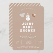 Invitation Baby shower commun Neutre Boho (Devant / Derrière)