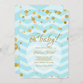 Invitation Baby shower Confetti Bleu Bébé (Devant / Derrière)