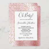 Invitation Baby shower Confetti brillant rose vif (Devant / Derrière)
