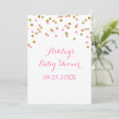 Invitation Baby shower Confetti d'or rose pâle (Debout devant)