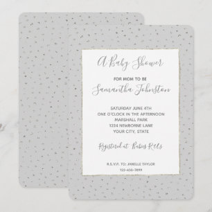Invitation Baby shower Confetti en argent gris