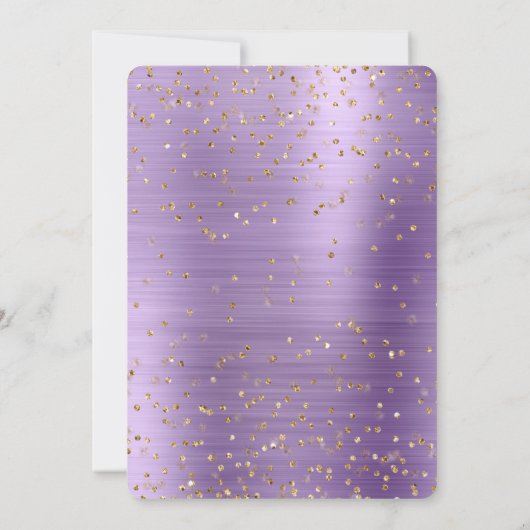 Invitation Baby shower Confetti en or violet Glam (Dos)