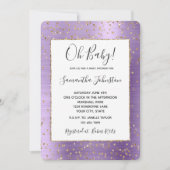 Invitation Baby shower Confetti en or violet Glam (Devant)