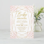 Invitation Baby shower Confetti géométrique Blush Gold modern (Debout devant)
