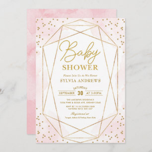 Invitation Baby shower Confetti géométrique Blush Gold modern