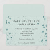 Invitation Baby shower Confetti Glitterie verte (Devant / Derrière)