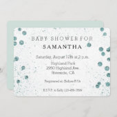 Invitation Baby shower Confetti Glitterie verte (Devant / Derrière)