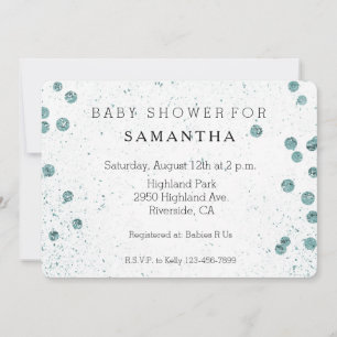Invitation Baby shower Confetti Glitterie verte