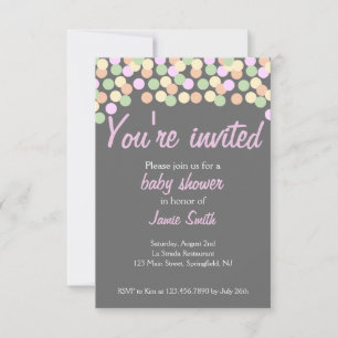 Invitation Baby shower Confetti pointillé