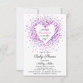 Invitation Baby shower Confetti rose et pourpre (Devant)