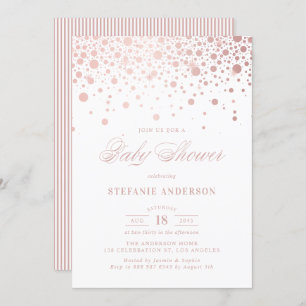 Invitation Baby shower Confetti Rose Faux Gold