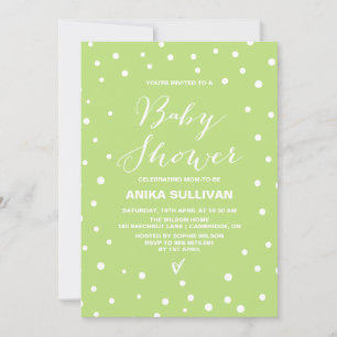 Invitation Baby shower Confetti vert Spring