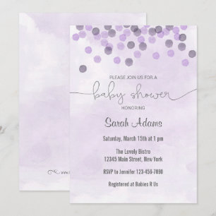 Invitation Baby shower Confetti Violet