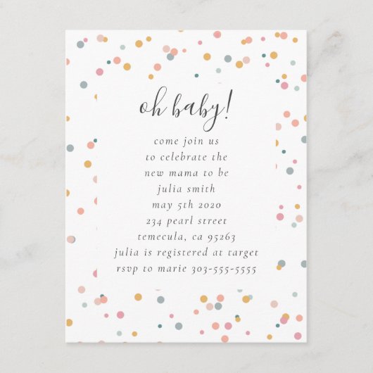 Invitation Baby Shower Confettis (Devant)