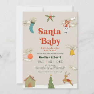 Invitation Baby shower confortable Père Noël Baby Holiday