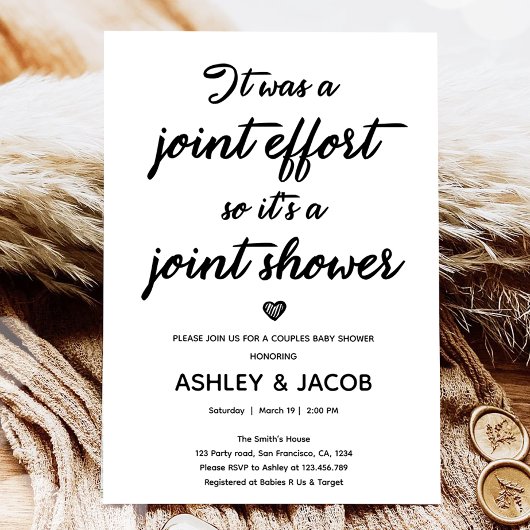 Invitation Baby shower conjoint d'effort de douches mixtes Co