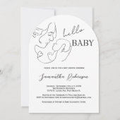 Invitation Baby shower contemporain noir blanc (Devant)