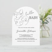 Invitation Baby shower contemporain noir blanc (Debout devant)