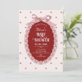 Invitation Baby shower coquette (Debout devant)