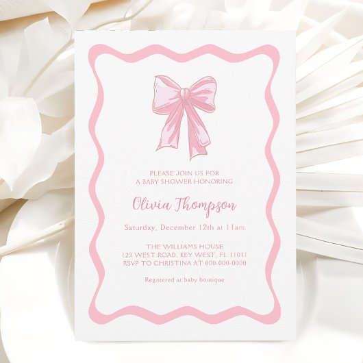 Invitation Baby shower coquette à la botte rose