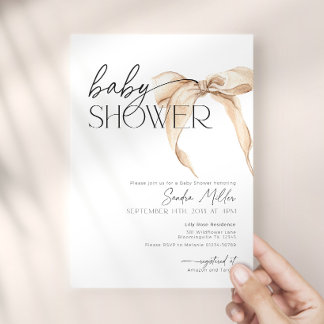 Invitation Baby Shower Coquette à l'Arc Beige