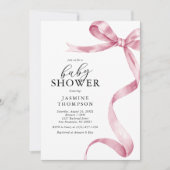 Invitation Baby Shower Coquette Arc-en-Ciel Rose (Devant)