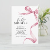 Invitation Baby Shower Coquette Arc-en-Ciel Rose (Debout devant)