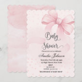 Invitation Baby shower coquette Blush & Bow (Devant / Derrière)