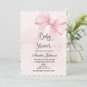 Invitation Baby shower coquette Blush & Bow (Debout devant)