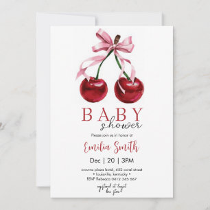 Invitation Baby shower Coquette Cerise