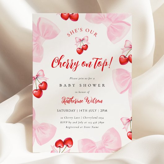Invitation Baby shower Coquette Cherry