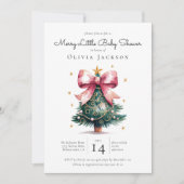 Invitation Baby shower Coquette Christmas Tree Bow (Devant)
