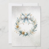 Invitation Baby shower Coquette de Noël bleu glace et or (Dos)